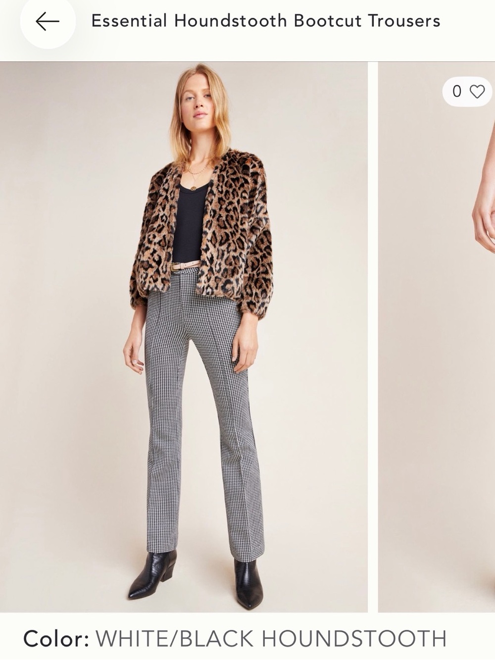 Anthropologie White/Black Houndstooth Bootcut Trousers